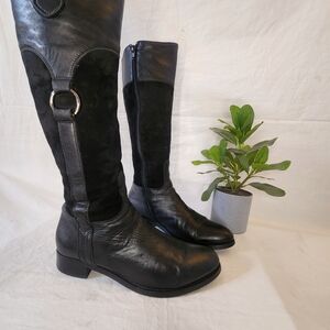 ATTILIO GIUSTI LEOMBRUNI AGL WOMAN RIDING BOOTS SUEDE BLACK  LEATHER SZ 37.5